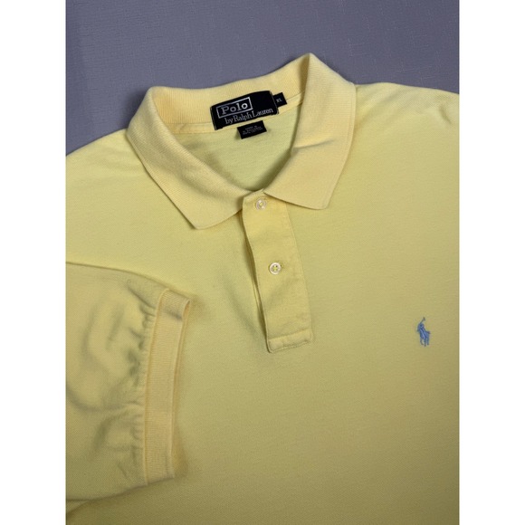 Polo by Ralph Lauren Other - Polo Ralph Lauren Mens XL Yellow Short Sleeve Pique Cotton Polo Shirt Blue Pony